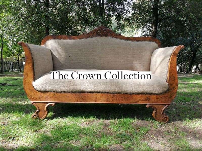 Biedermeir Walnut Settee  upholstered