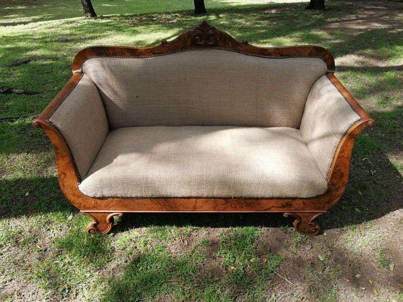 Biedermeir Walnut Settee  upholstered