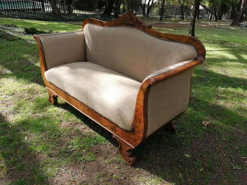 Biedermeir Walnut Settee  upholstered