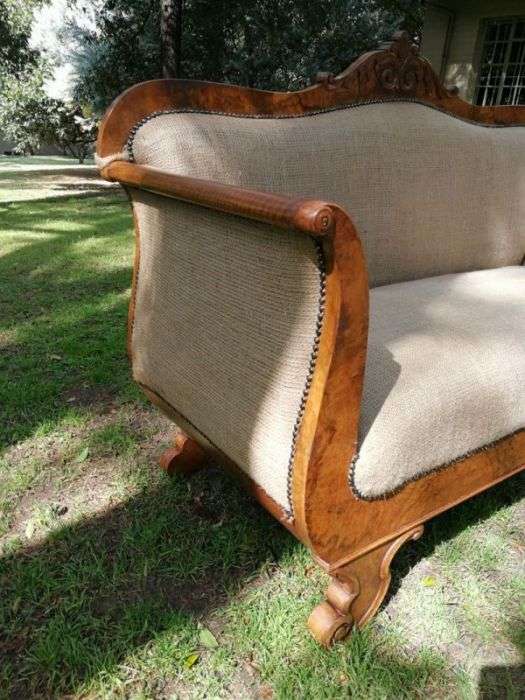 Biedermeir Walnut Settee  upholstered