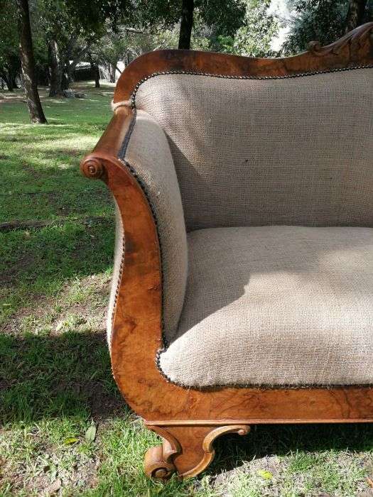Biedermeir Walnut Settee  upholstered