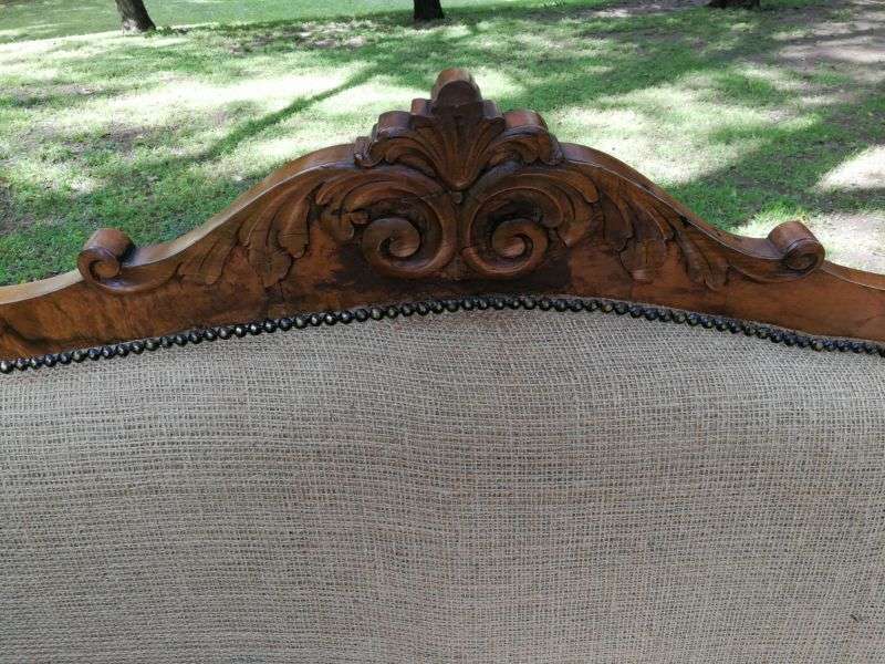 Biedermeir Walnut Settee  upholstered