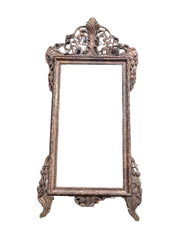 An Ornately Carved Wooden and Hand-Gilded Mirror of Large Proportion