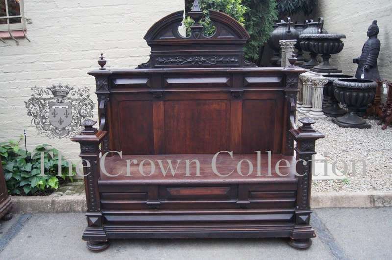 19th-century Mahogany Continental Bench