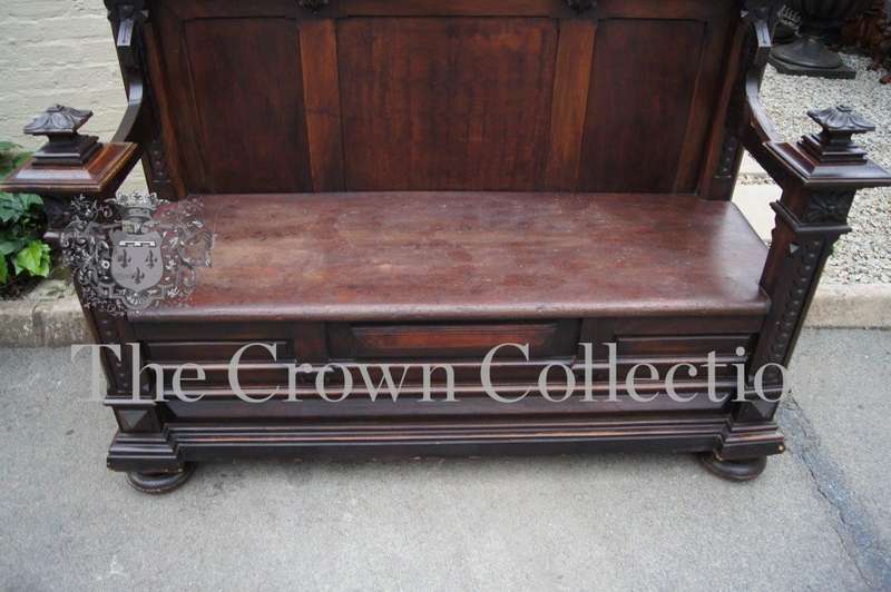 19th-century Mahogany Continental Bench