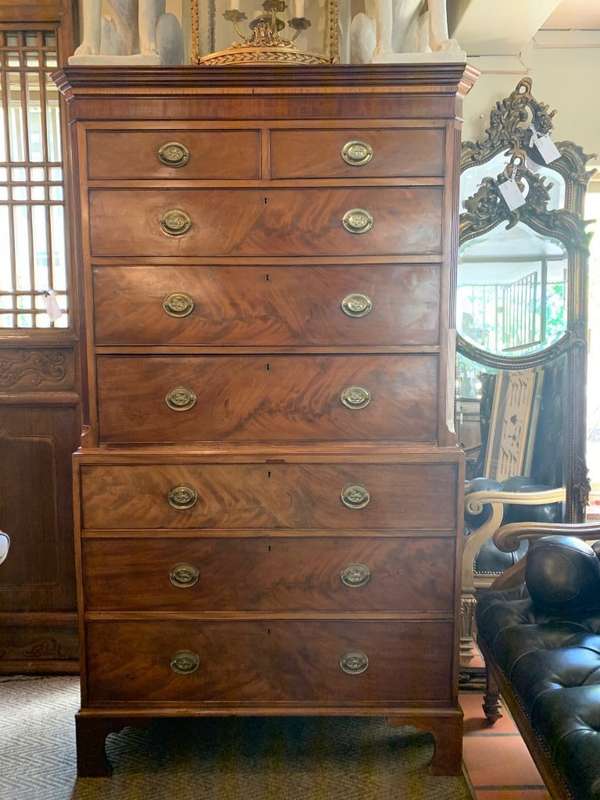 George III Flame Mahogany Chest on Chest