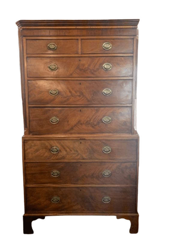 George III Flame Mahogany Chest on Chest