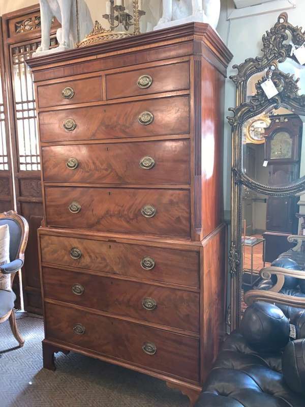 George III Flame Mahogany Chest on Chest