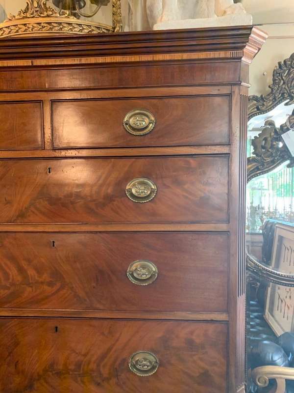 George III Flame Mahogany Chest on Chest
