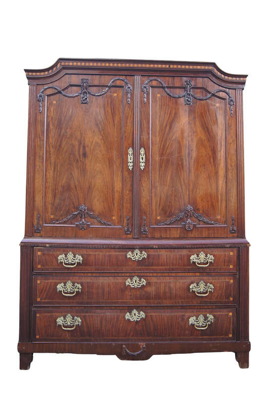 Dutch Mahogany & Satinwood Inlaid Armoire in Neo-Classical Taste circa 1790 (ND)