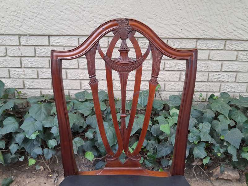 An 18th Century Circa 1790 Fine and Rare Set of Six George lll Hepplewhite Period Mahogany Shield...