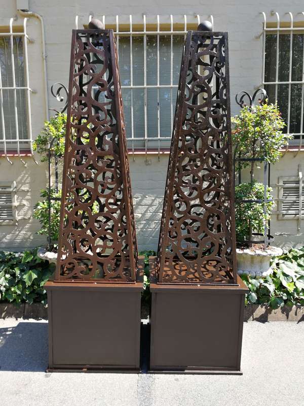 Pair Wrought Iron Obelisks ND