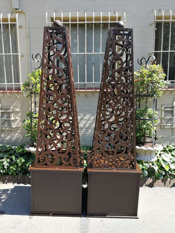 Pair Wrought Iron Obelisks ND