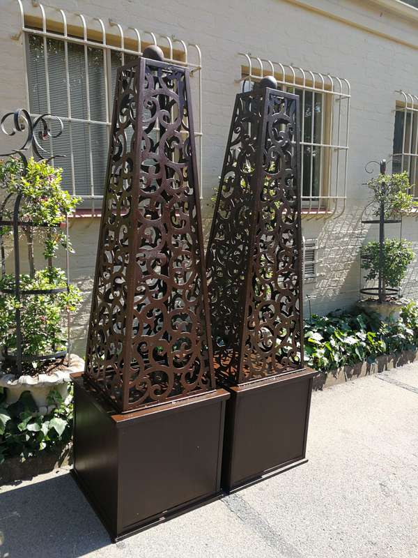 Pair Wrought Iron Obelisks ND