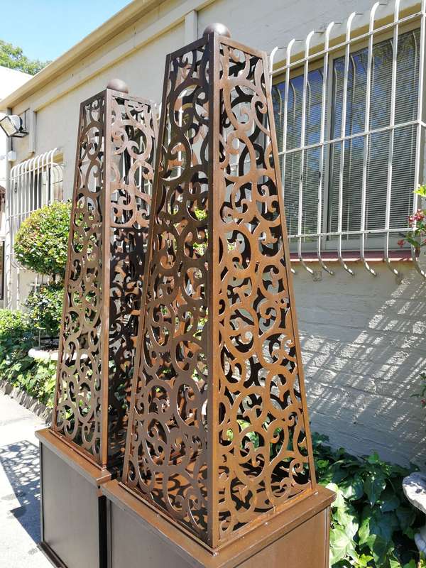 Pair Wrought Iron Obelisks ND