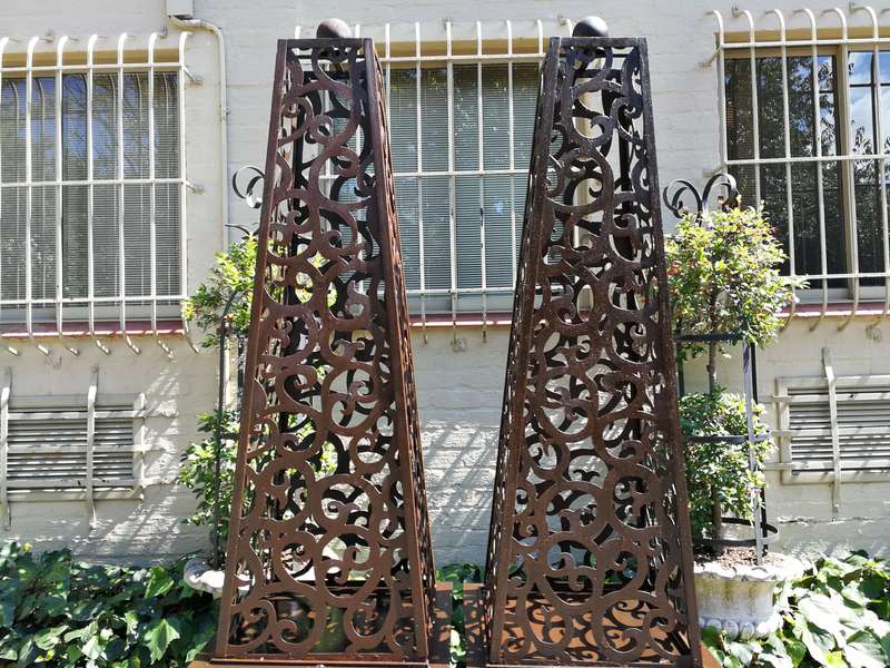 Pair Wrought Iron Obelisks ND