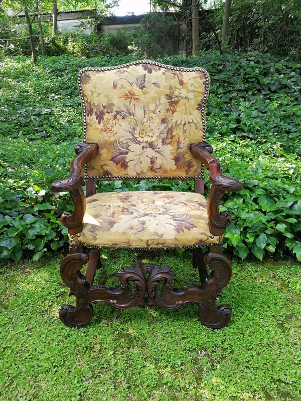 A Jacobean style richly carved oak Chair 19th century-  ND                    ...