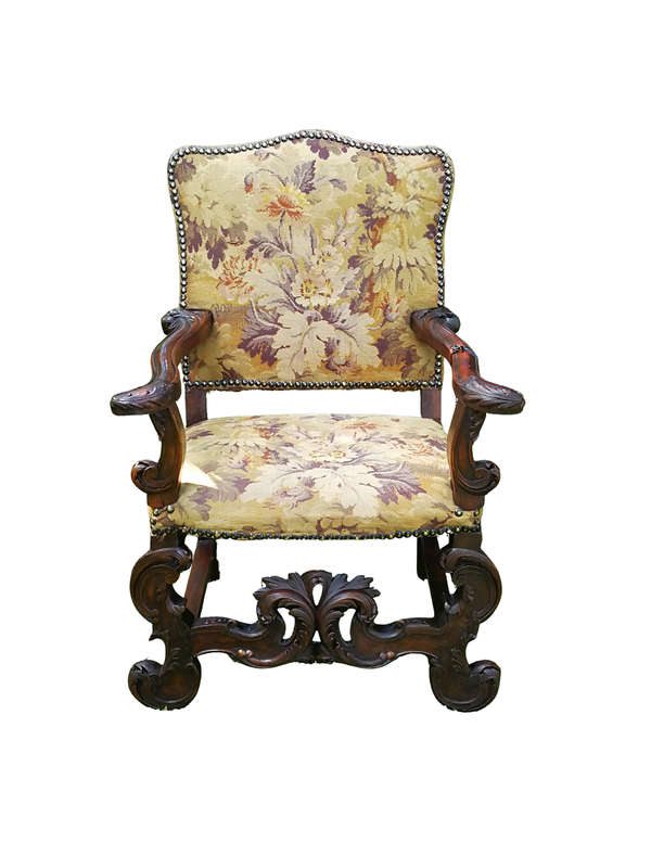A Jacobean style richly carved oak Chair 19th century-  ND                    ...