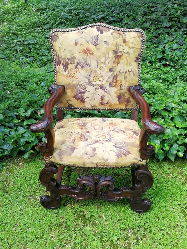 A Jacobean style richly carved oak Chair 19th century-  ND                    ...