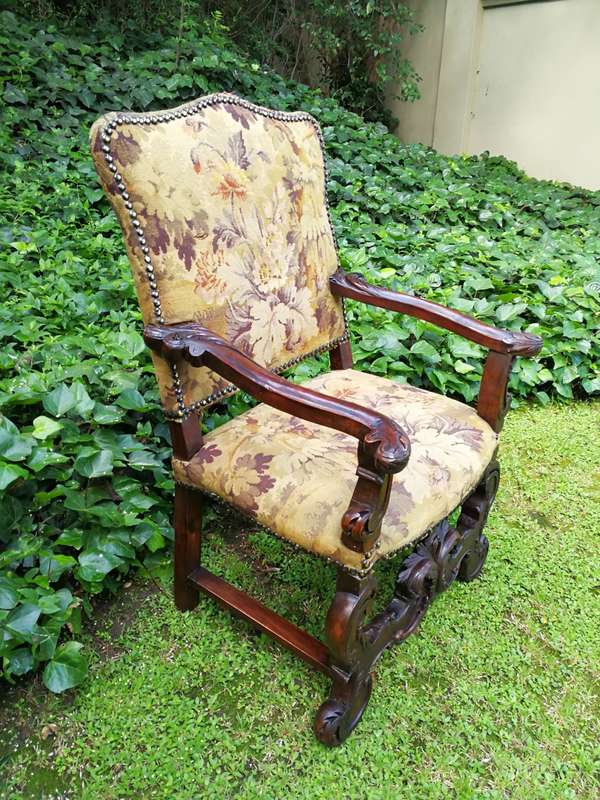 A Jacobean style richly carved oak Chair 19th century-  ND                    ...