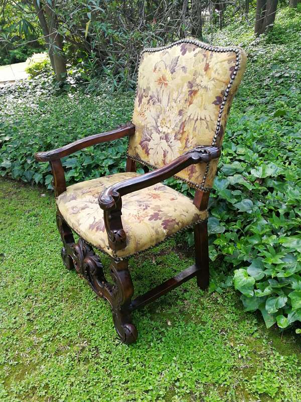 A Jacobean style richly carved oak Chair 19th century-  ND                    ...
