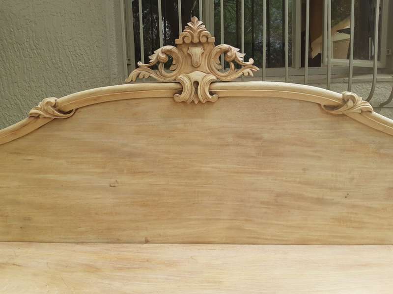 Bleached / Natural Wood Finish Mahogany Carved 4 Door Chiffonier