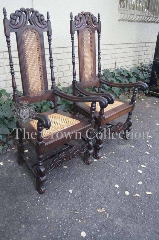 A Pair of Cape Stinkwood Occasional High Back Arm Chairs in Rattan in the Victorian Style