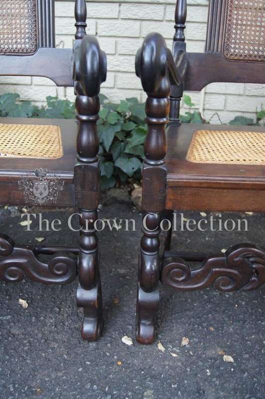 A Pair of Cape Stinkwood Occasional High Back Arm Chairs in Rattan in the Victorian Style