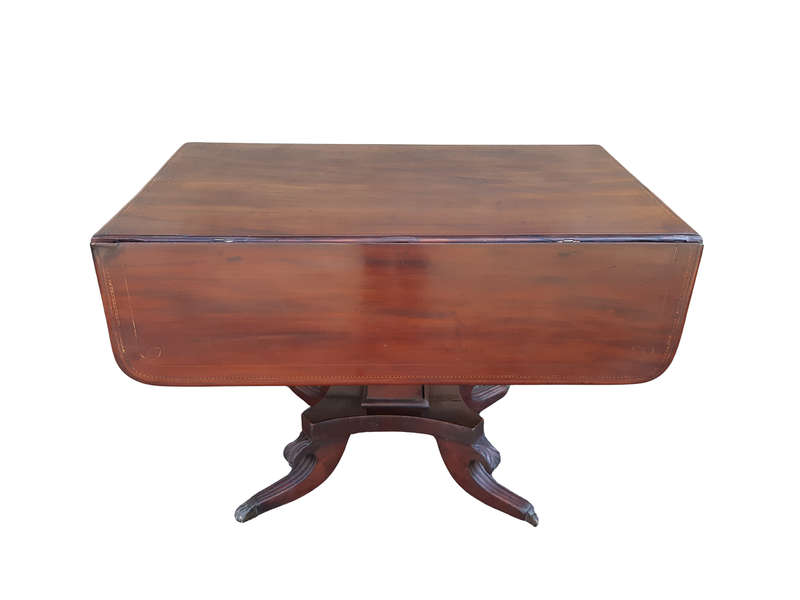 Regency Inlaid Mahogany Dropside Breakfast Table with Brass Capped Claw Feet on Castors