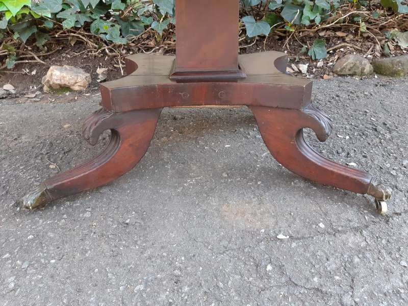 Regency Inlaid Mahogany Dropside Breakfast Table with Brass Capped Claw Feet on Castors