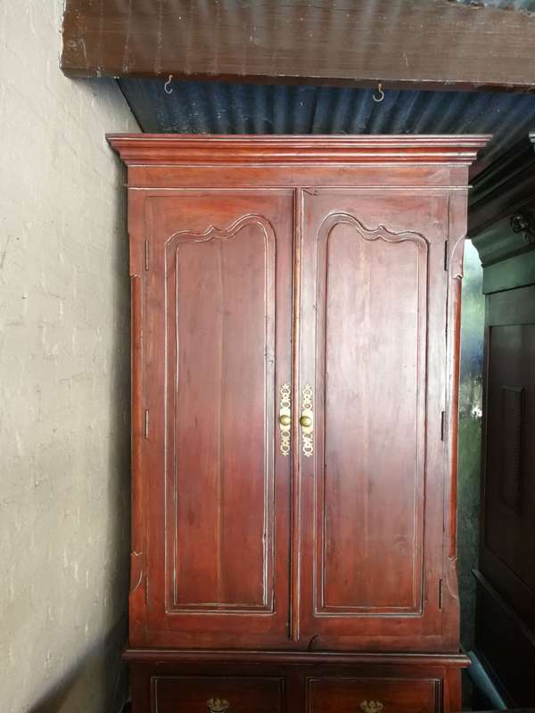 20th Century French Indo Colonial Solid Teak Armoire