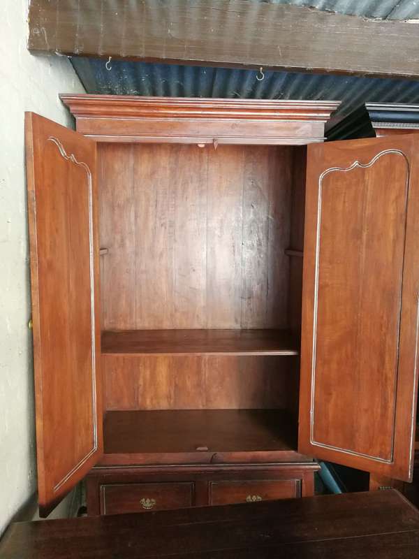 20th Century French Indo Colonial Solid Teak Armoire