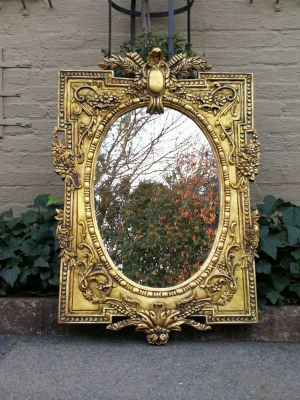 Large Carved Wooden Mirror Hand Gilded in Gold Leaf