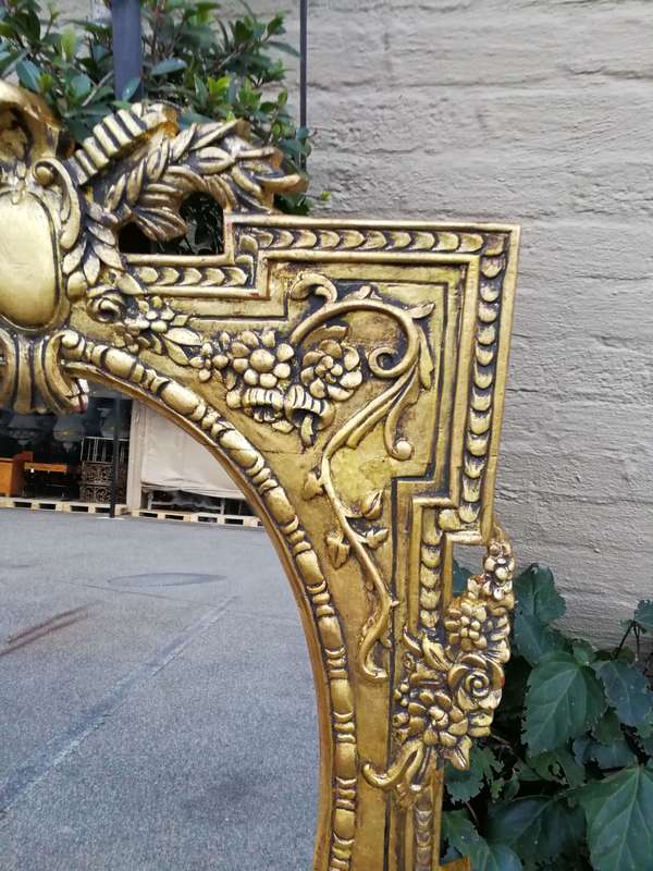 Large Carved Wooden Mirror Hand Gilded in Gold Leaf