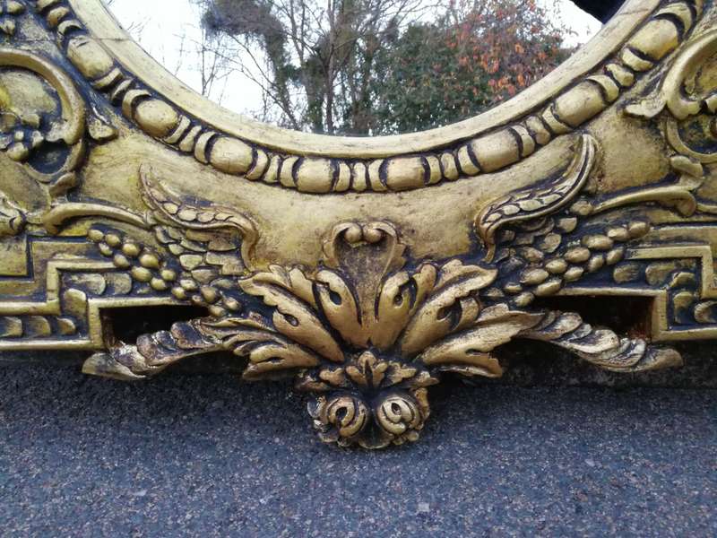 Large Carved Wooden Mirror Hand Gilded in Gold Leaf