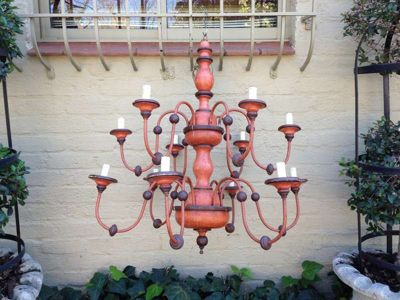 12 Arm Wooden Chandelier