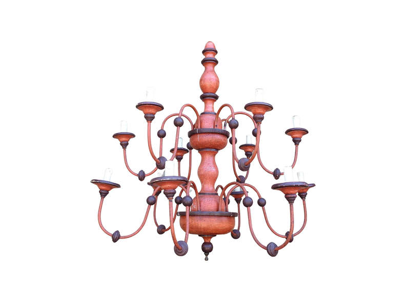 12 Arm Wooden Chandelier