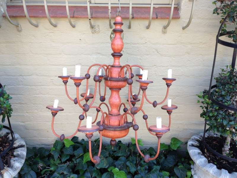 12 Arm Wooden Chandelier