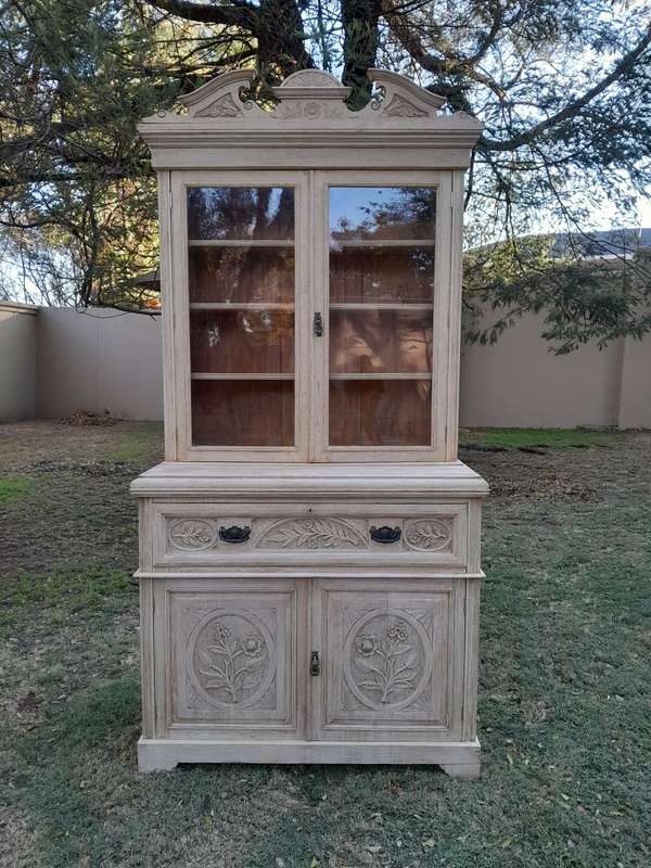 Edwardian Oak Escretoire Bookcase