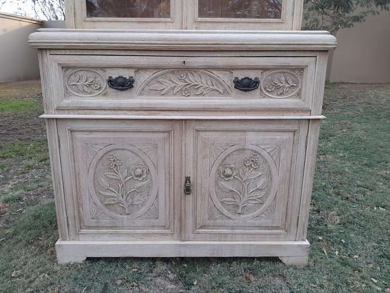 Edwardian Oak Escretoire Bookcase