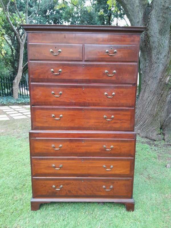 A Late 18th Century Sheraton Period George III Plum Pudding Mahogany & Satinwood Strung Chest On ...