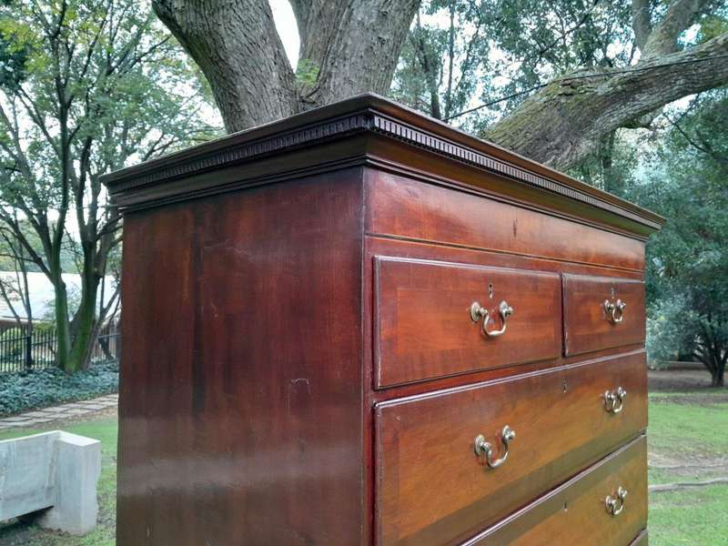 A Late 18th Century Sheraton Period George III Plum Pudding Mahogany & Satinwood Strung Chest On ...