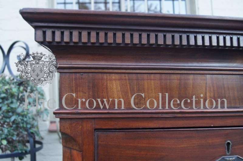 An 18th Century/ Circa 1770 George III Mahogany and Crossbanded Chest on Chest with Original Handles