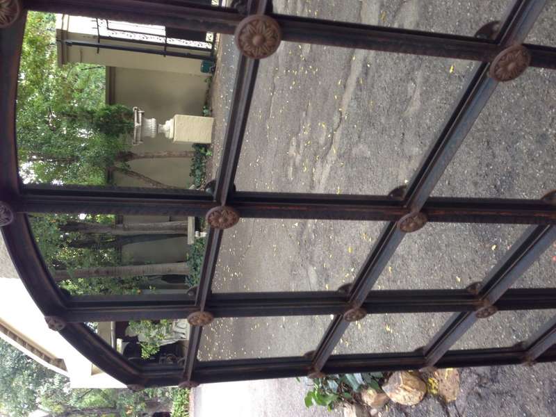 Wrought Iron Arched Window Pane Mirror - Rust