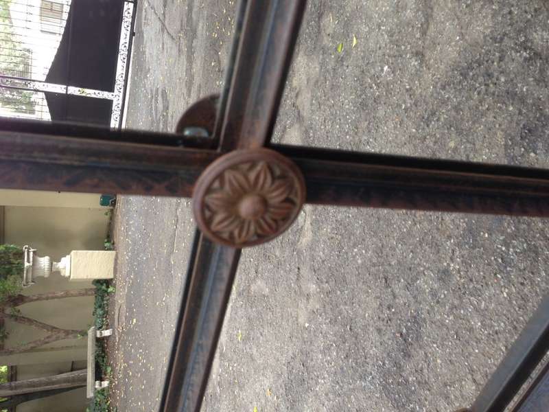 Wrought Iron Arched Window Pane Mirror - Rust