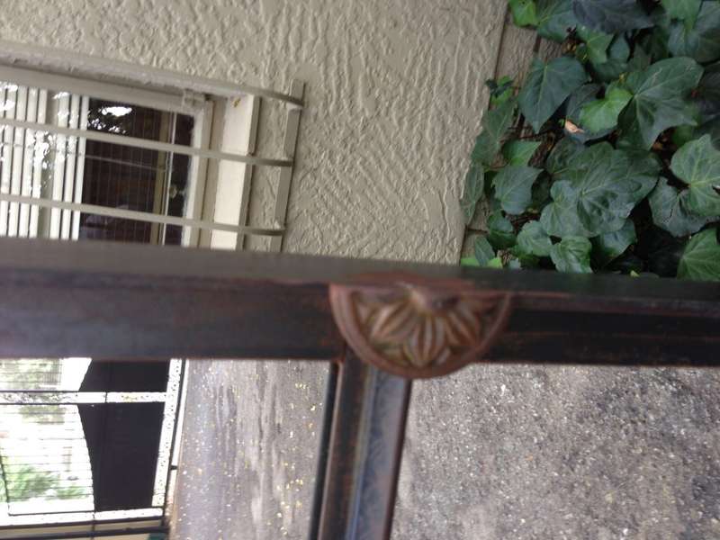 Wrought Iron Arched Window Pane Mirror - Rust