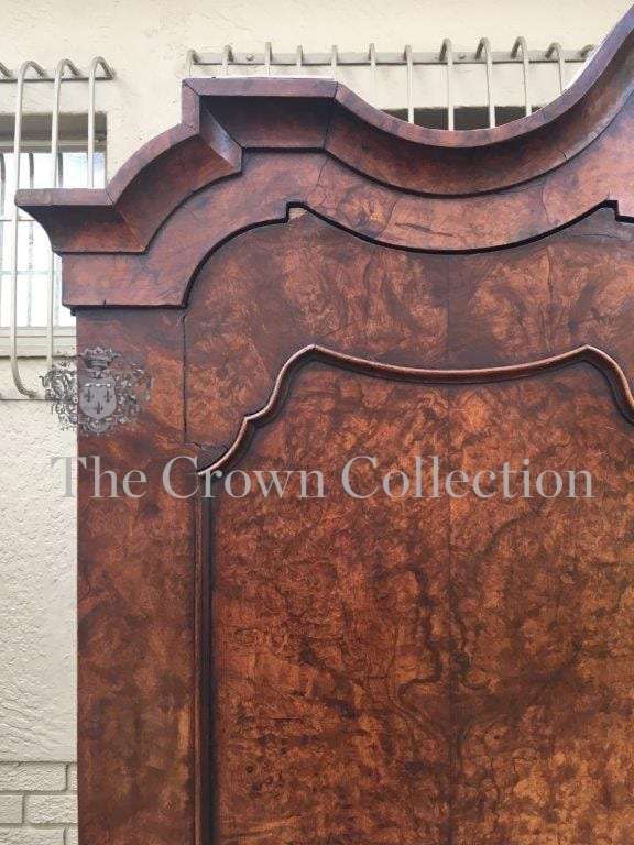 19th Century Burr Walnut Gabled Bombe Armoire in Rococo Taste, Dutch circa 1860