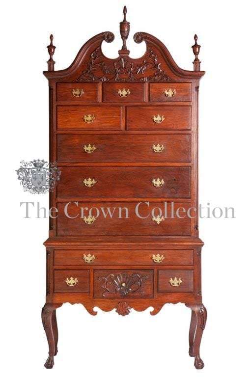 A 19th Century Carved Mahogany High-Boy Chest-on-stand