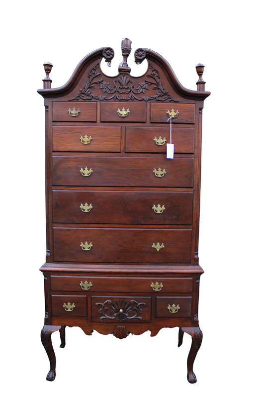 A 19th Century Carved Mahogany High-Boy Chest-on-stand