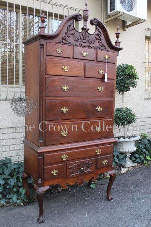 A 19th Century Carved Mahogany High-Boy Chest-on-stand